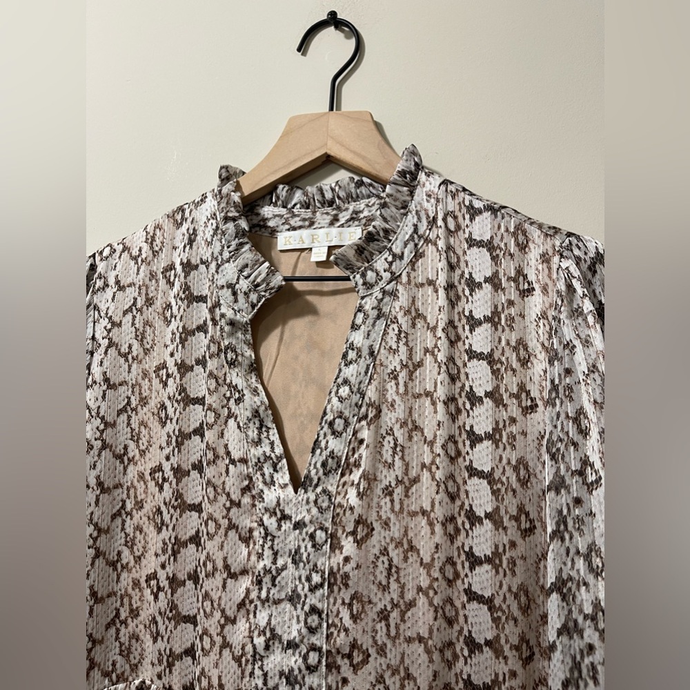 Karlie Leopard Print Metallic Relaxed Fit Midi Sh… - image 6